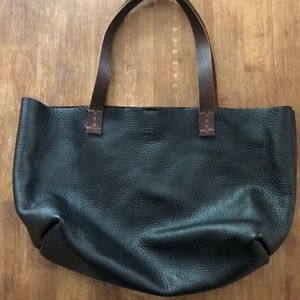 Beautiful black leather THREE tote/ handbag